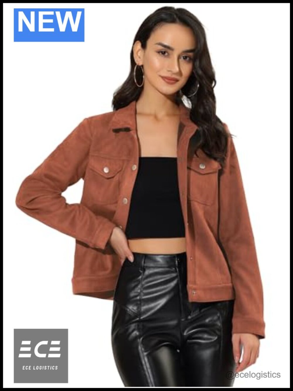 Faux Suede Jacket Turn-Down Collar Long Sleeve Shacket